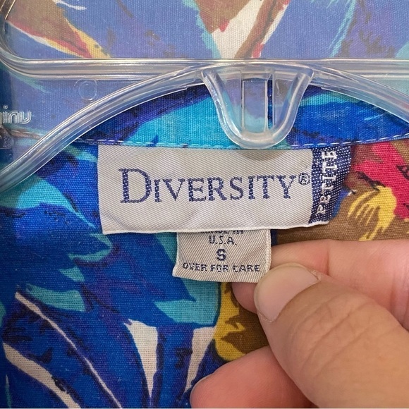 Vintage Hawaiian Shirt Button Down Blue & Brown Sz Small - Picture 2 of 10